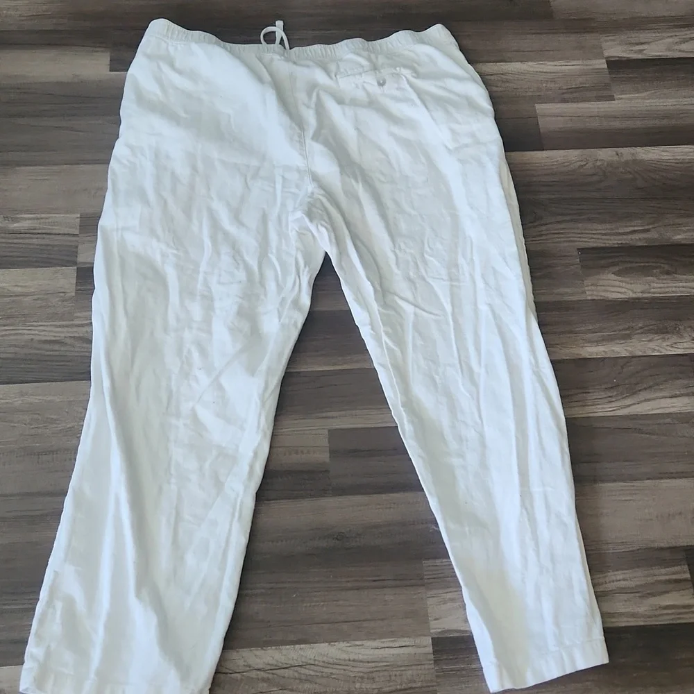 Marc Anthony White Linen Chinos with Elastic Waistband Size 40 / 30